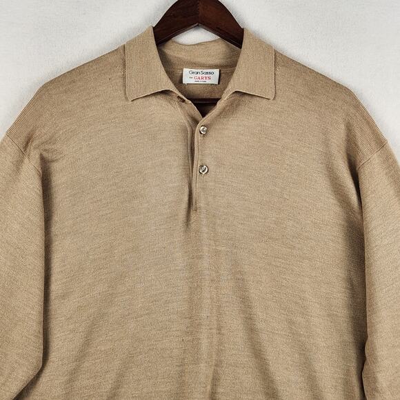 Gran Sasso Made in Italy Wool/Silk/Cashmere Luxury Knit Polo Sweater Men SZ M/L - Picture 5 of 16